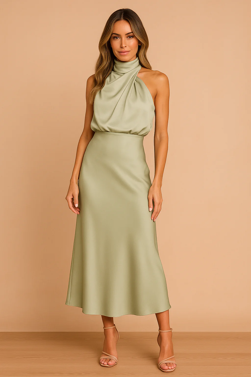 Madelyn | Elegant Women's Draped Midi Dress - Image 5
