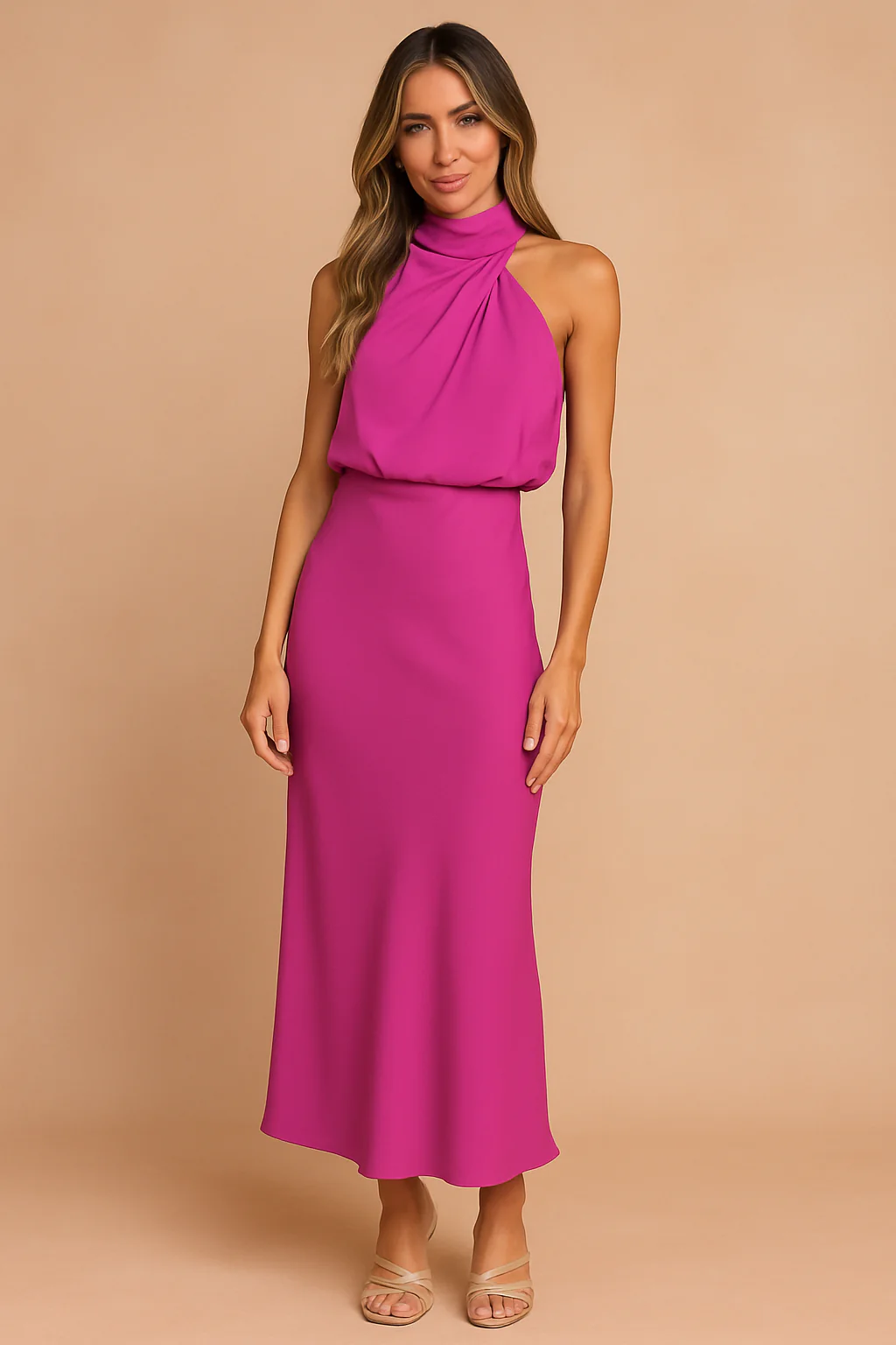 Madelyn | Elegant Women's Draped Midi Dress - Image 6