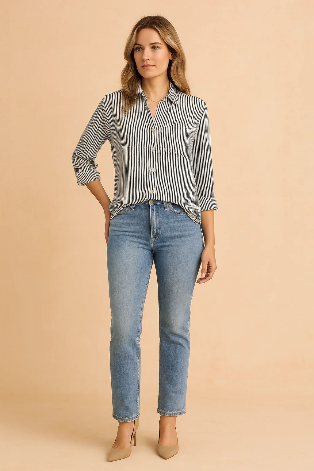 Maria | Casual Shirt with Vertical Pattern - Image 2