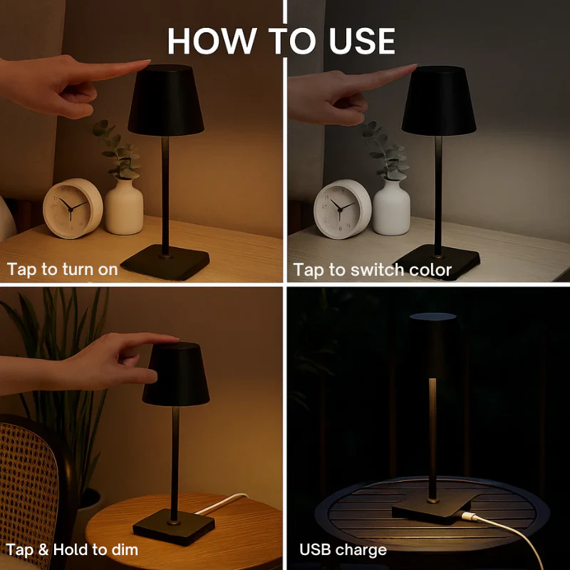 Modern rechargeable wireless LED table lamp | Portable lighting for home, office and outdoor use - Image 6
