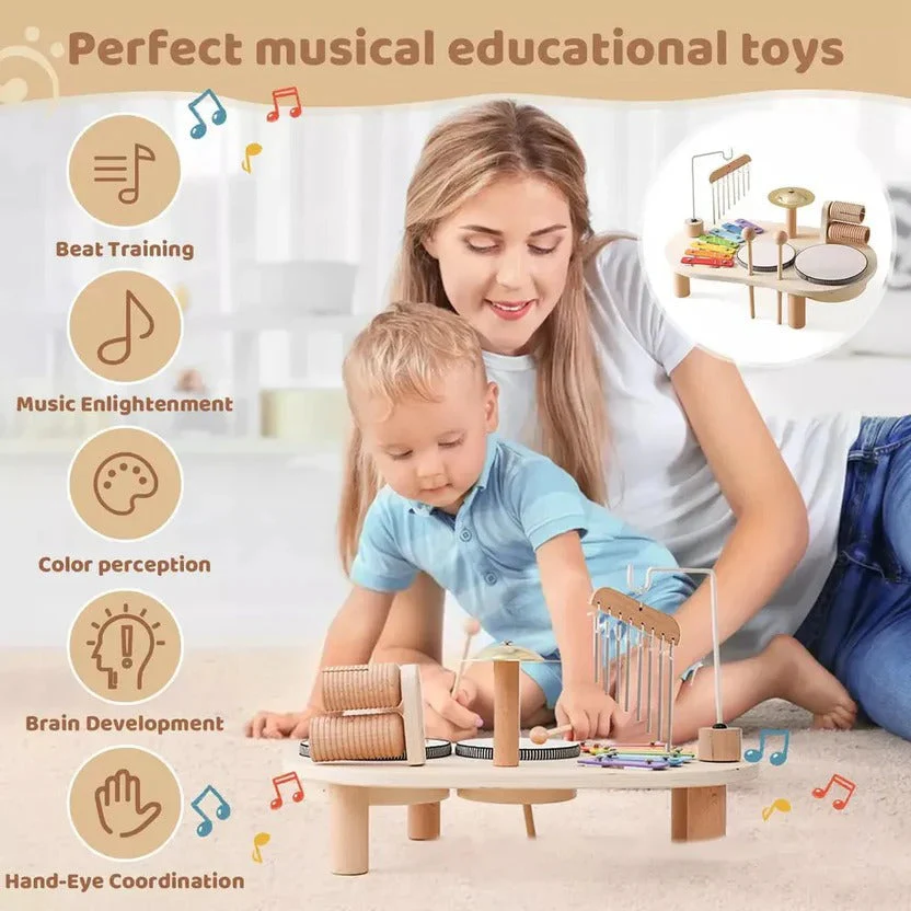 Montessori Musical Toys Drum Kit for Toddlers with Xylophone, Interactive Play Set for Rhythm and Motor Skill Development - Image 3
