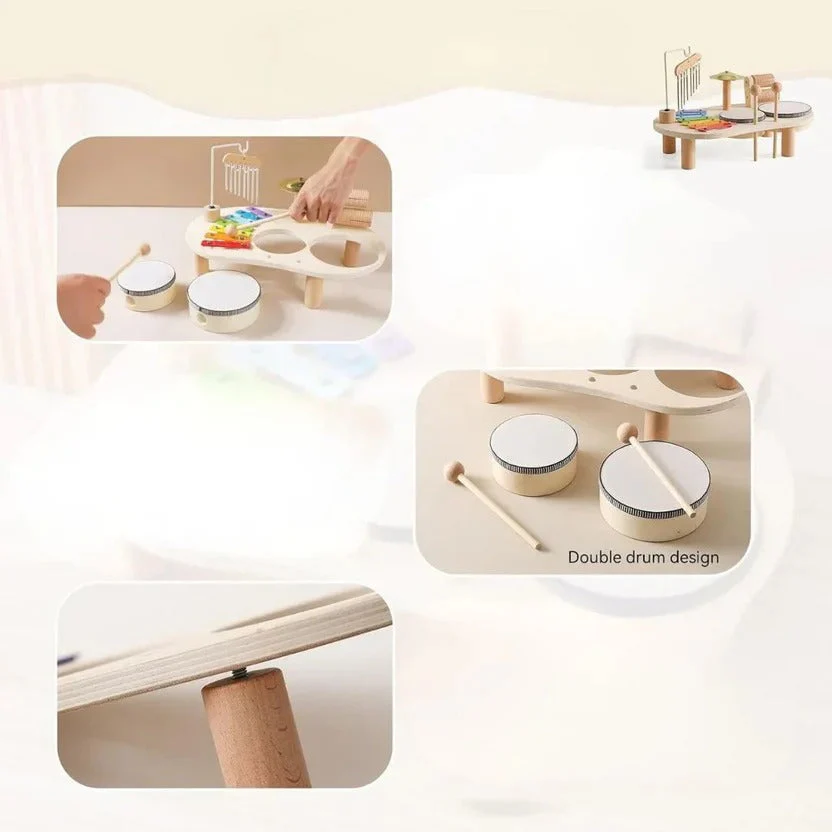 Montessori Musical Toys Drum Kit for Toddlers with Xylophone, Interactive Play Set for Rhythm and Motor Skill Development - Image 6