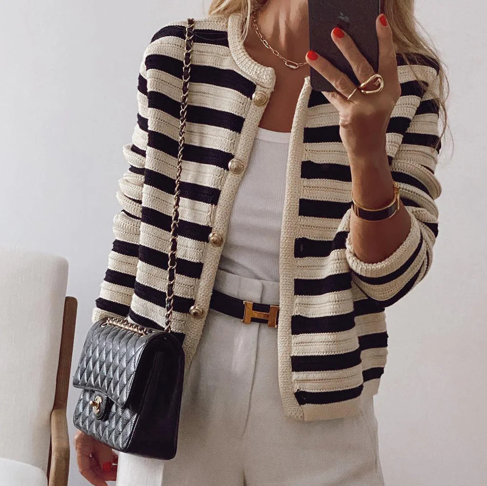 MYLAH | Elegant Striped Cardigan - Image 2