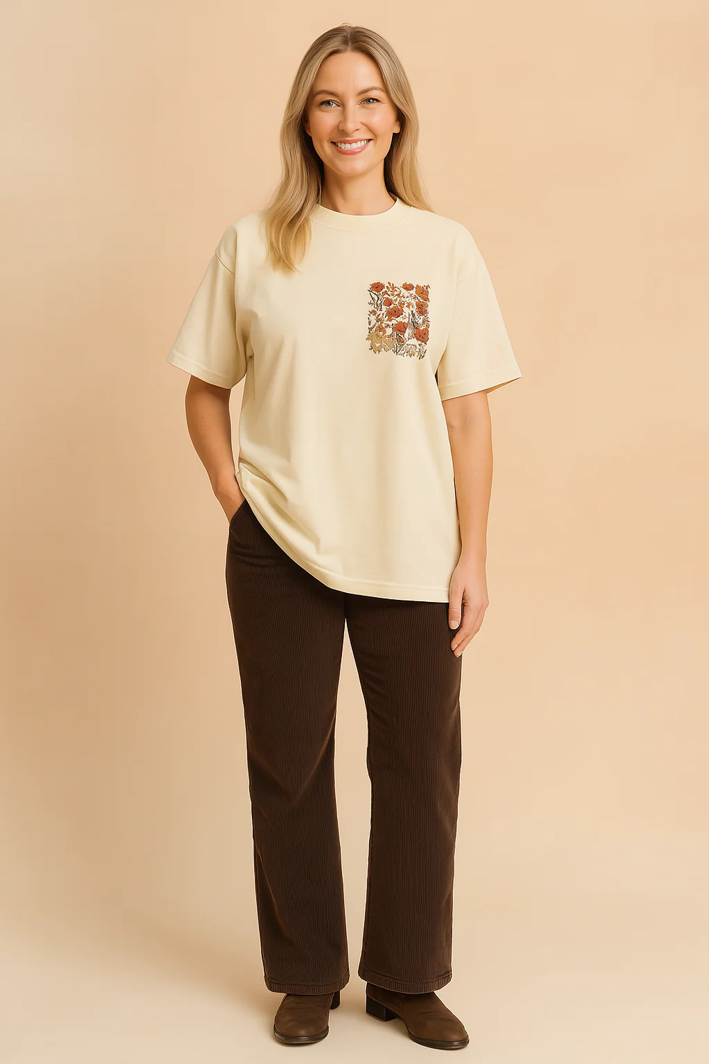 Oliwia | T-shirt with a floral pocket
