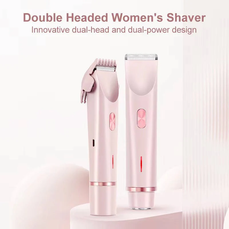 Painless Pubic Hair Trimmer with Dual Heads, Waterproof Design, and Whisper Quiet Operation for Smooth Skin - Image 2