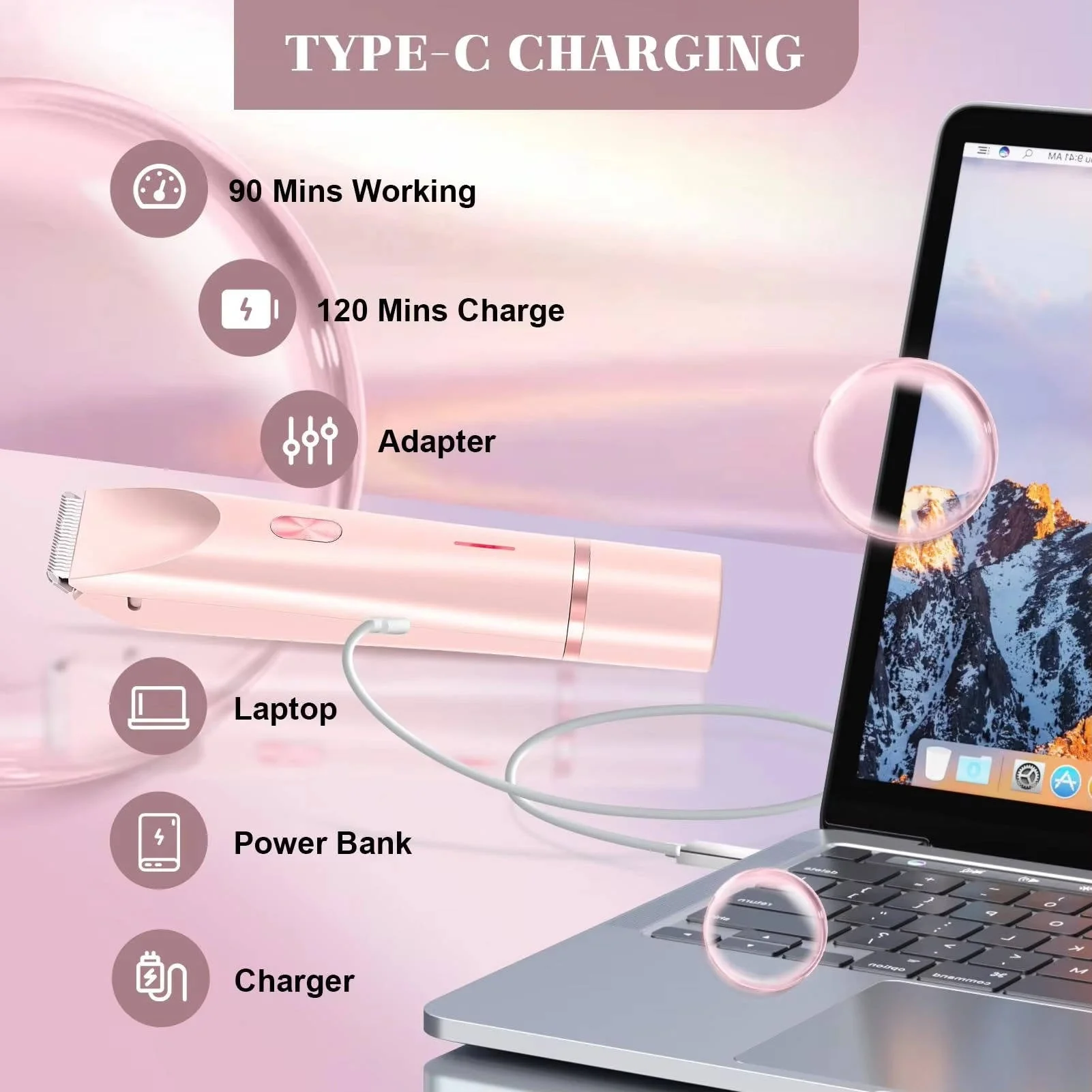 Painless Pubic Hair Trimmer with Dual Heads, Waterproof Design, and Whisper Quiet Operation for Smooth Skin - Image 6