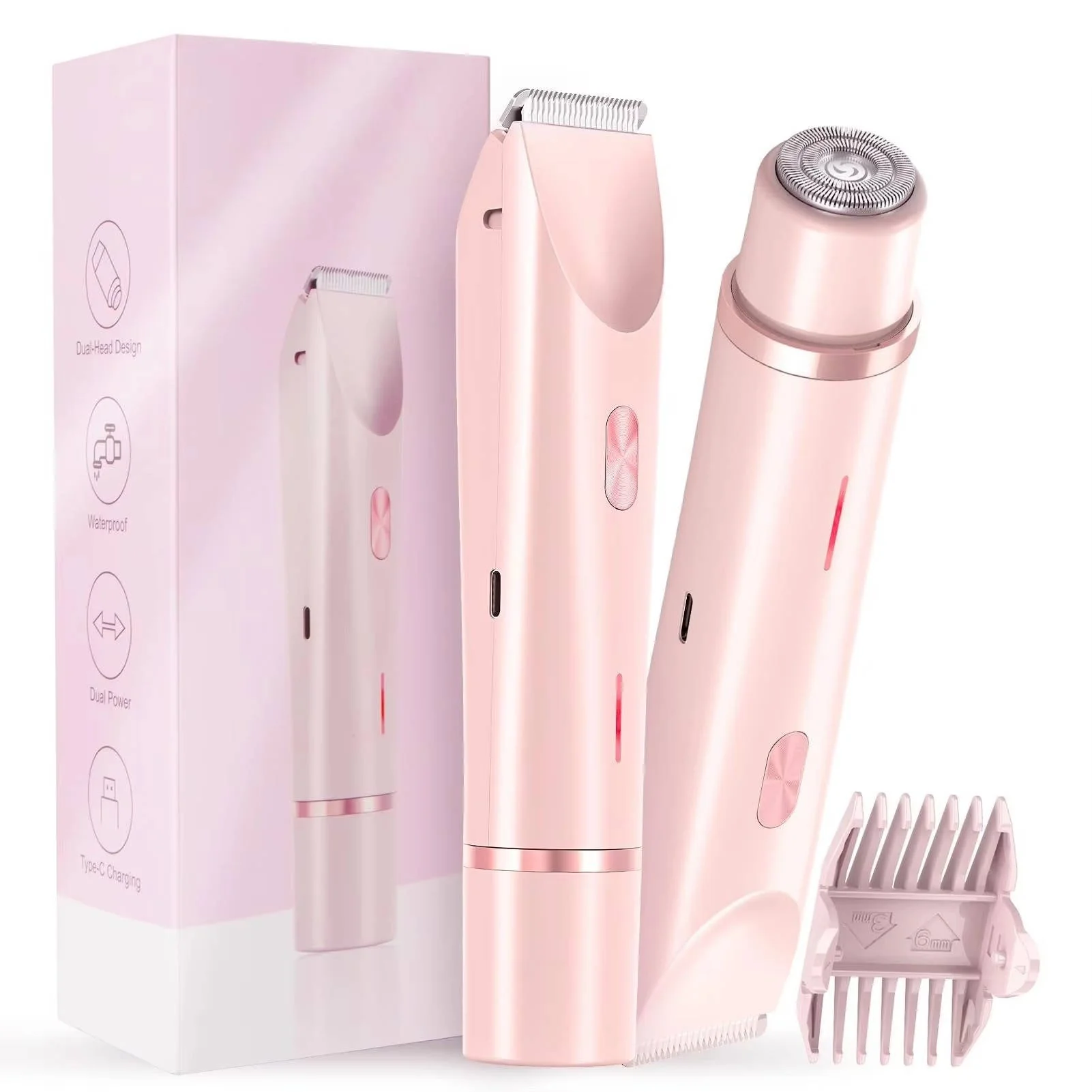 Painless Pubic Hair Trimmer with Dual Heads, Waterproof Design, and Whisper Quiet Operation for Smooth Skin - Image 8