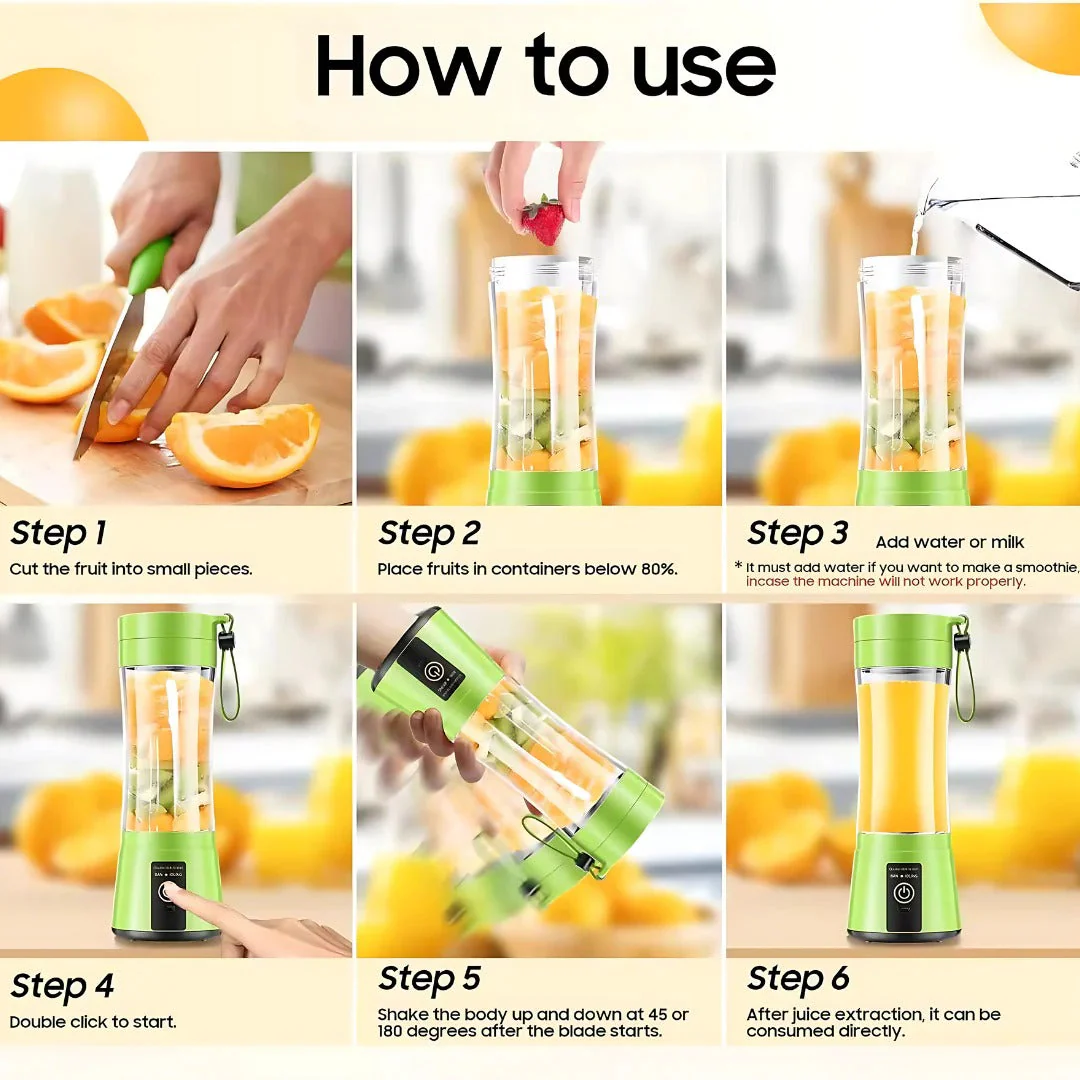 Portable Mini Electric Juicer Blender with One-Touch Operation, Rechargeable, Easy to Clean, Compact for Travel, 12 oz Capacity - Image 4