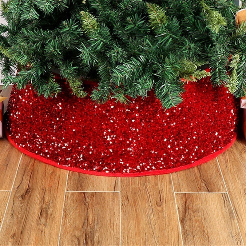 Red Sequins Christmas Tree Skirt Party Decoration Accessories - Image 2