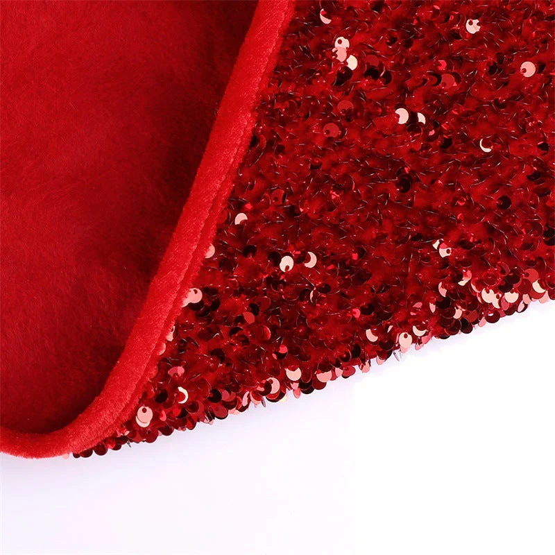 Red Sequins Christmas Tree Skirt Party Decoration Accessories - Image 5