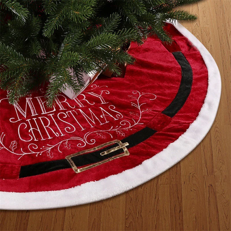 Red velvet fabric Christmas tree skirt - Image 2