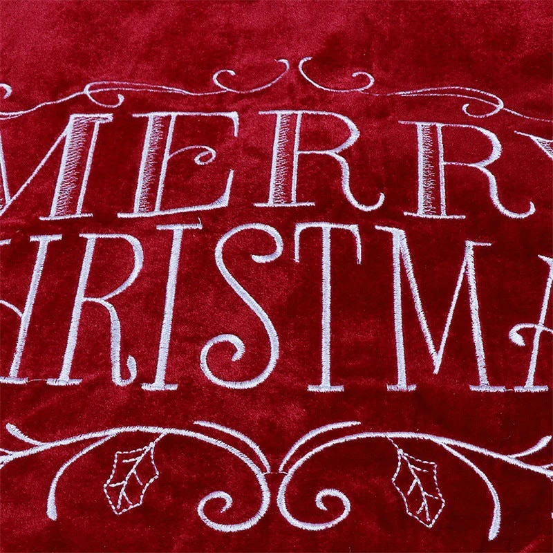 Red velvet fabric Christmas tree skirt - Image 3