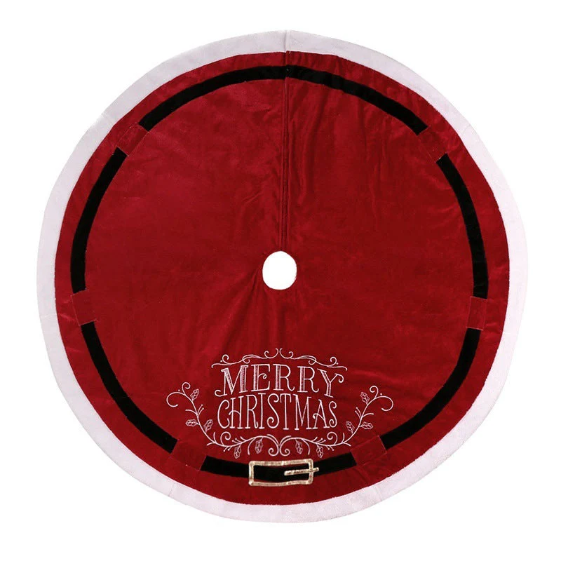 Red velvet fabric Christmas tree skirt - Image 6