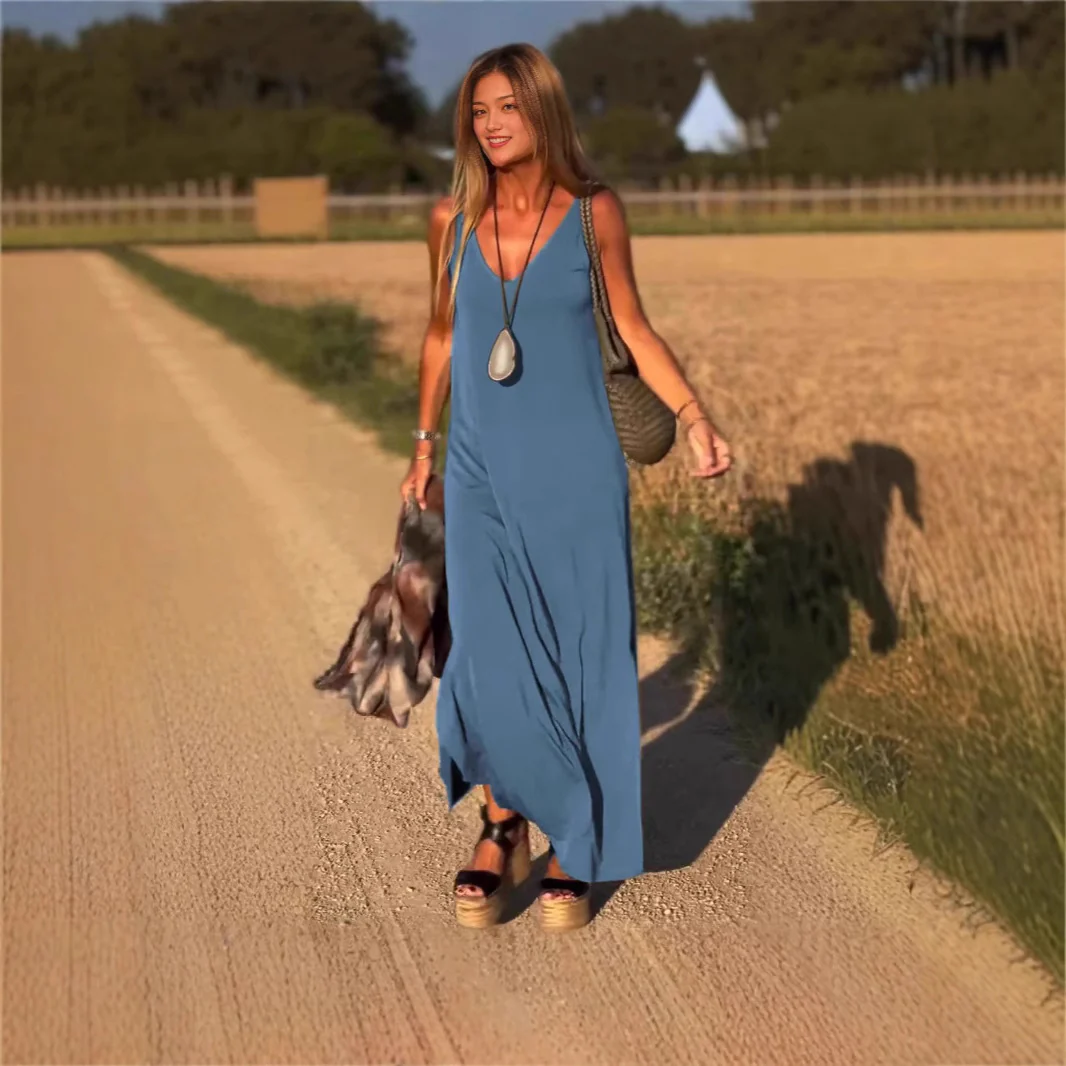 Women's Sleeveless Maxi Dress for Summer Comfort Polyester - Image 3