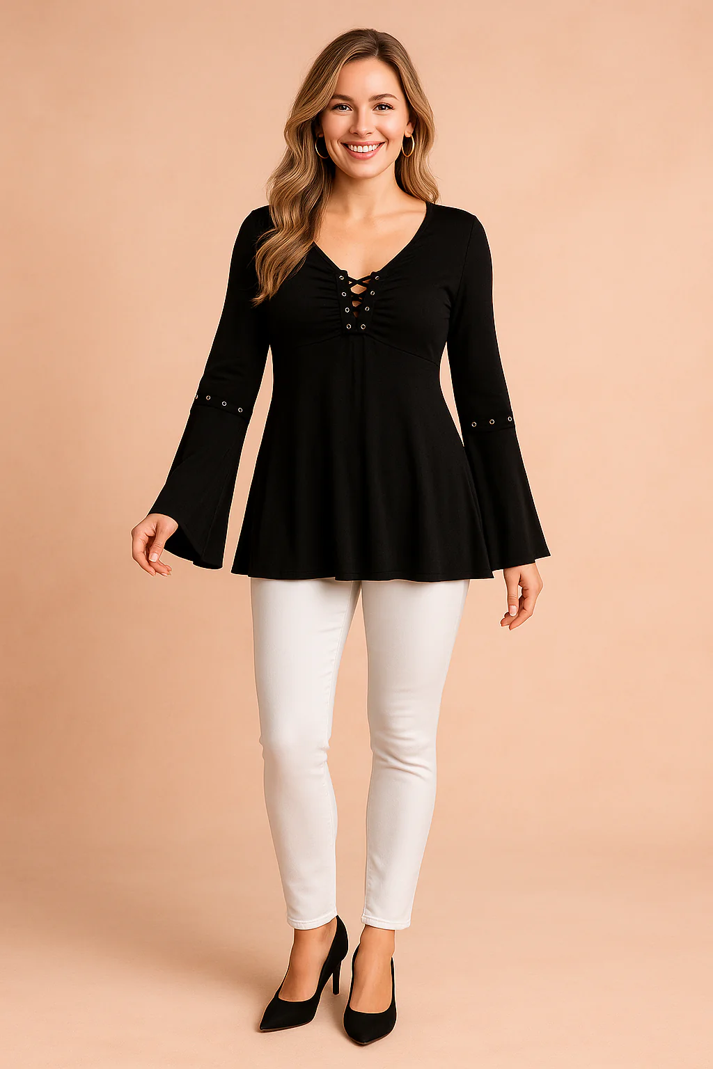 Selene | Tunic with flared sleeves and ties