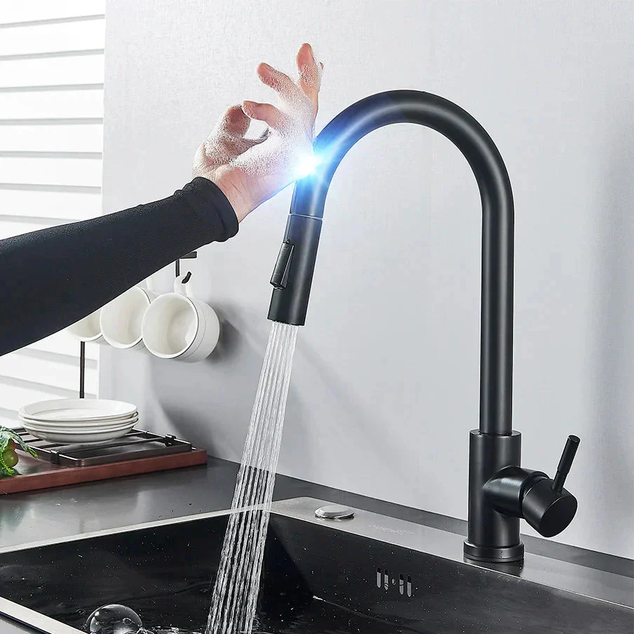 Smart Touch Kitchen Faucet with Pull-Out Nozzle – Brushed Nickel Kitchen Mixer Tap for Easy Water Control