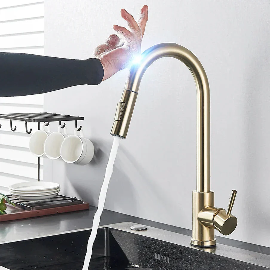 Smart Touch Kitchen Faucet with Pull-Out Nozzle – Brushed Nickel Kitchen Mixer Tap for Easy Water Control - Image 2