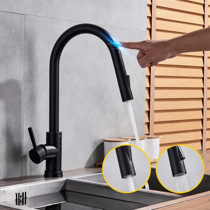 Smart Touch Kitchen Faucet with Pull-Out Nozzle – Brushed Nickel Kitchen Mixer Tap for Easy Water Control - Image 4