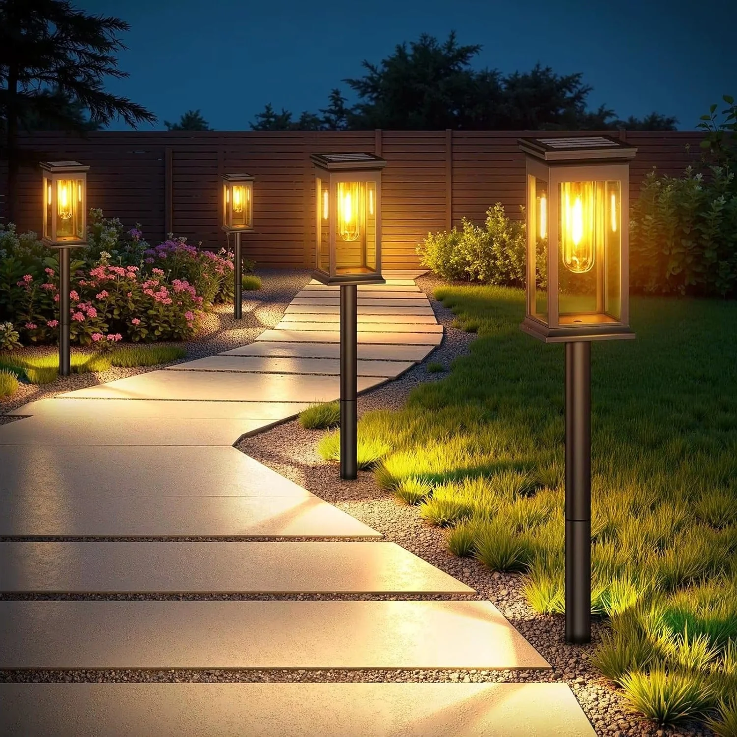 Solar Pathway Lights – Eco-Friendly Outdoor Lighting with Dusk-to-Dawn Operation, Waterproof Garden Path Lights, 4-Pack