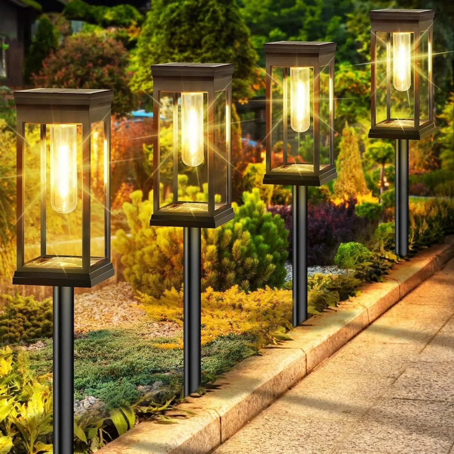 Solar Pathway Lights – Eco-Friendly Outdoor Lighting with Dusk-to-Dawn Operation, Waterproof Garden Path Lights, 4-Pack - Image 2