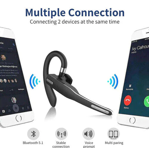 Trucker Dual Mic Wireless Bluetooth 5.1 Noise Cancelling Headset/Earbuds - Image 2