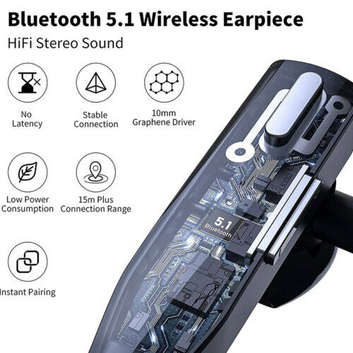 Trucker Dual Mic Wireless Bluetooth 5.1 Noise Cancelling Headset/Earbuds - Image 3