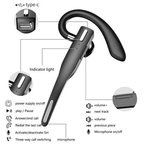 Trucker Dual Mic Wireless Bluetooth 5.1 Noise Cancelling Headset/Earbuds - Image 4