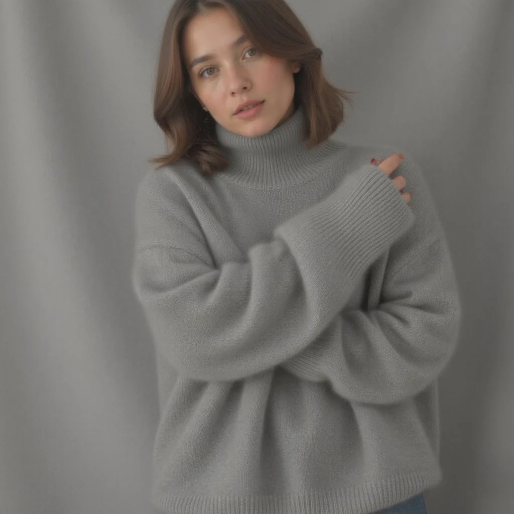 Women's Oversized Turtleneck Sweater Comfortable Cashmere - Image 11