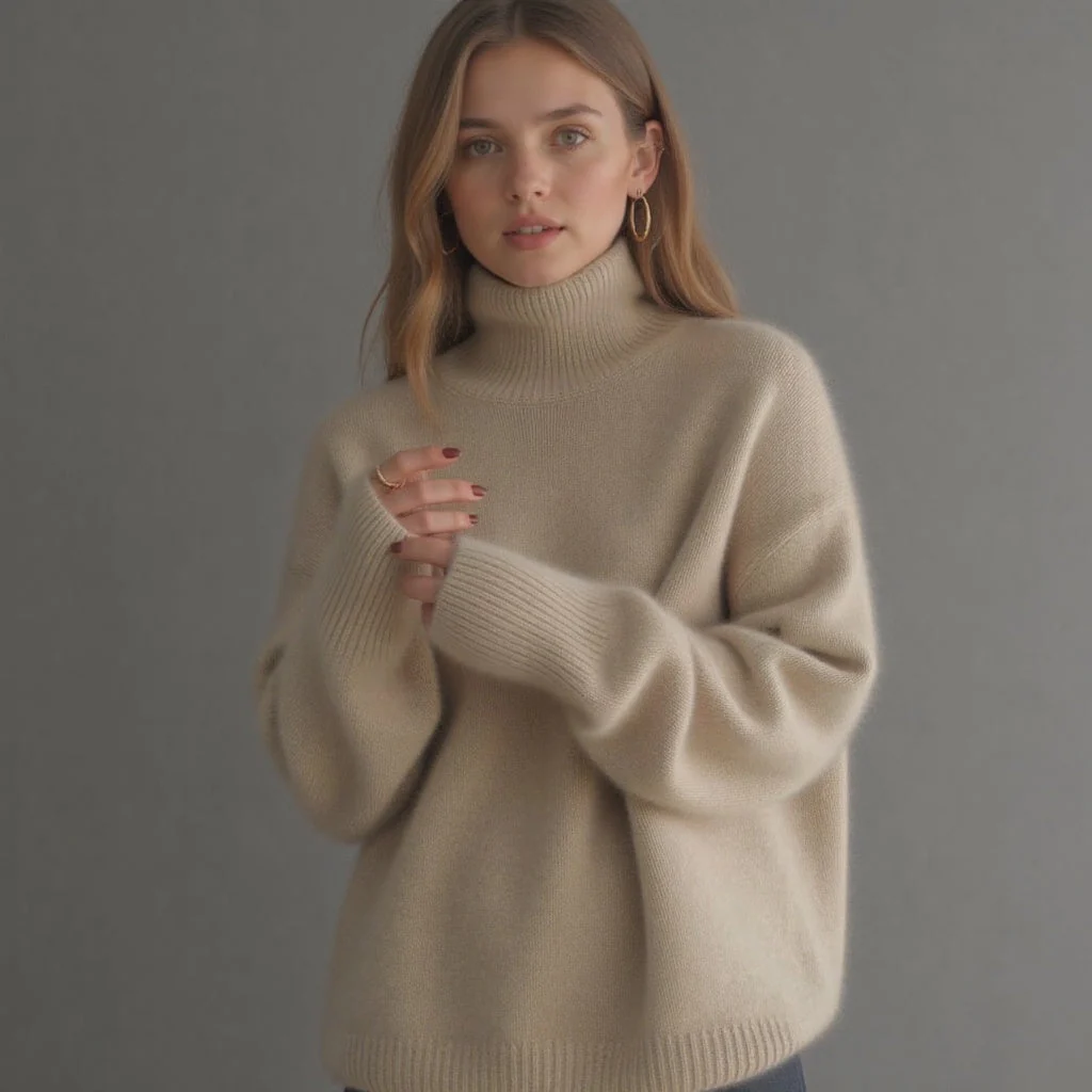 Women's Oversized Turtleneck Sweater Comfortable Cashmere - Image 12