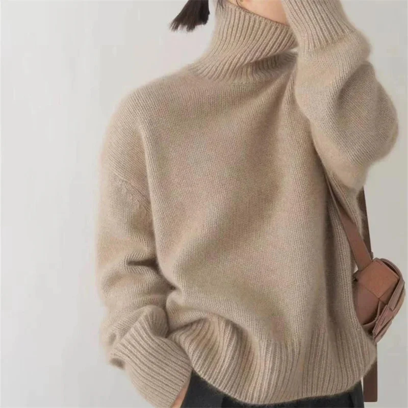 Women's Oversized Turtleneck Sweater Comfortable Cashmere - Image 15