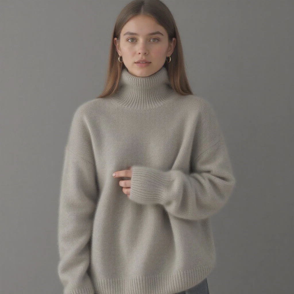 Women's Oversized Turtleneck Sweater Comfortable Cashmere - Image 16