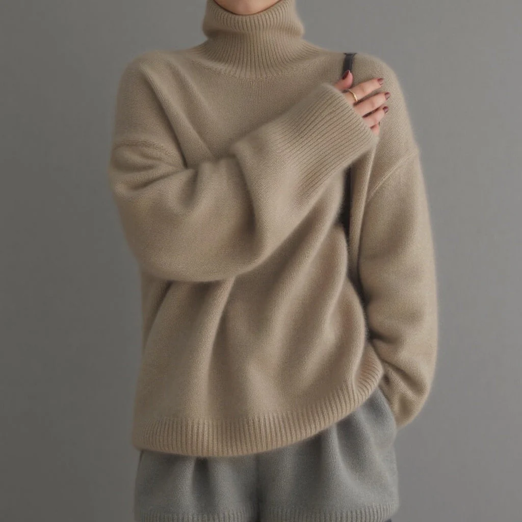 Women's Oversized Turtleneck Sweater Comfortable Cashmere - Image 18