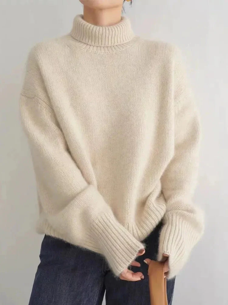 Women's Oversized Turtleneck Sweater Comfortable Cashmere - Image 20