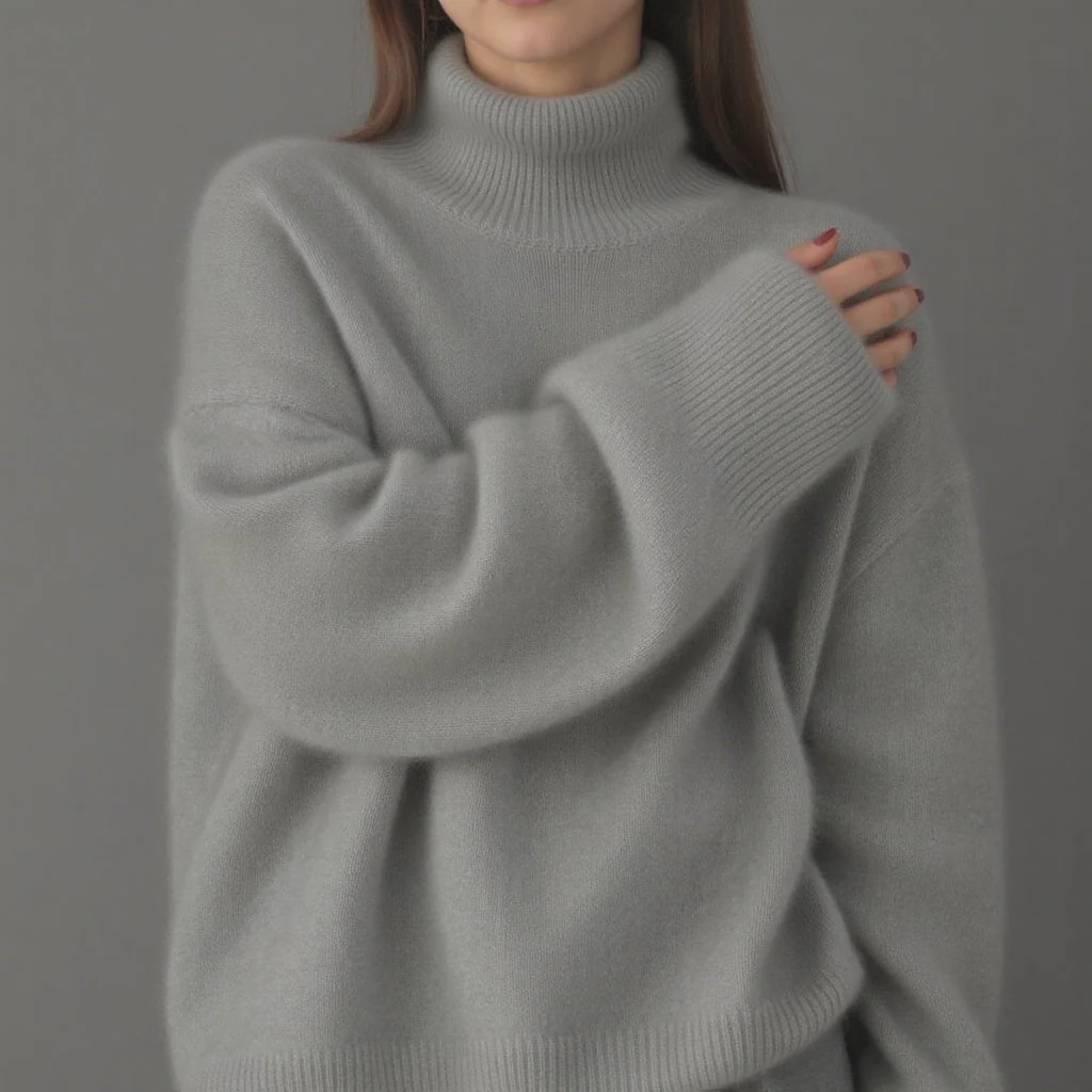 Women's Oversized Turtleneck Sweater Comfortable Cashmere - Image 22