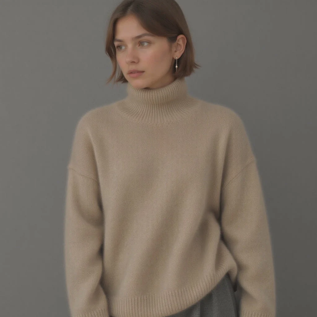 Women's Oversized Turtleneck Sweater Comfortable Cashmere - Image 3