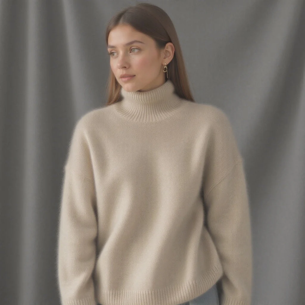 Women's Oversized Turtleneck Sweater Comfortable Cashmere - Image 4