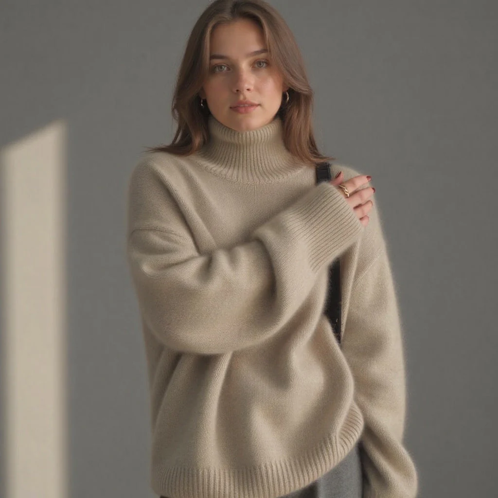 Women's Oversized Turtleneck Sweater Comfortable Cashmere - Image 7