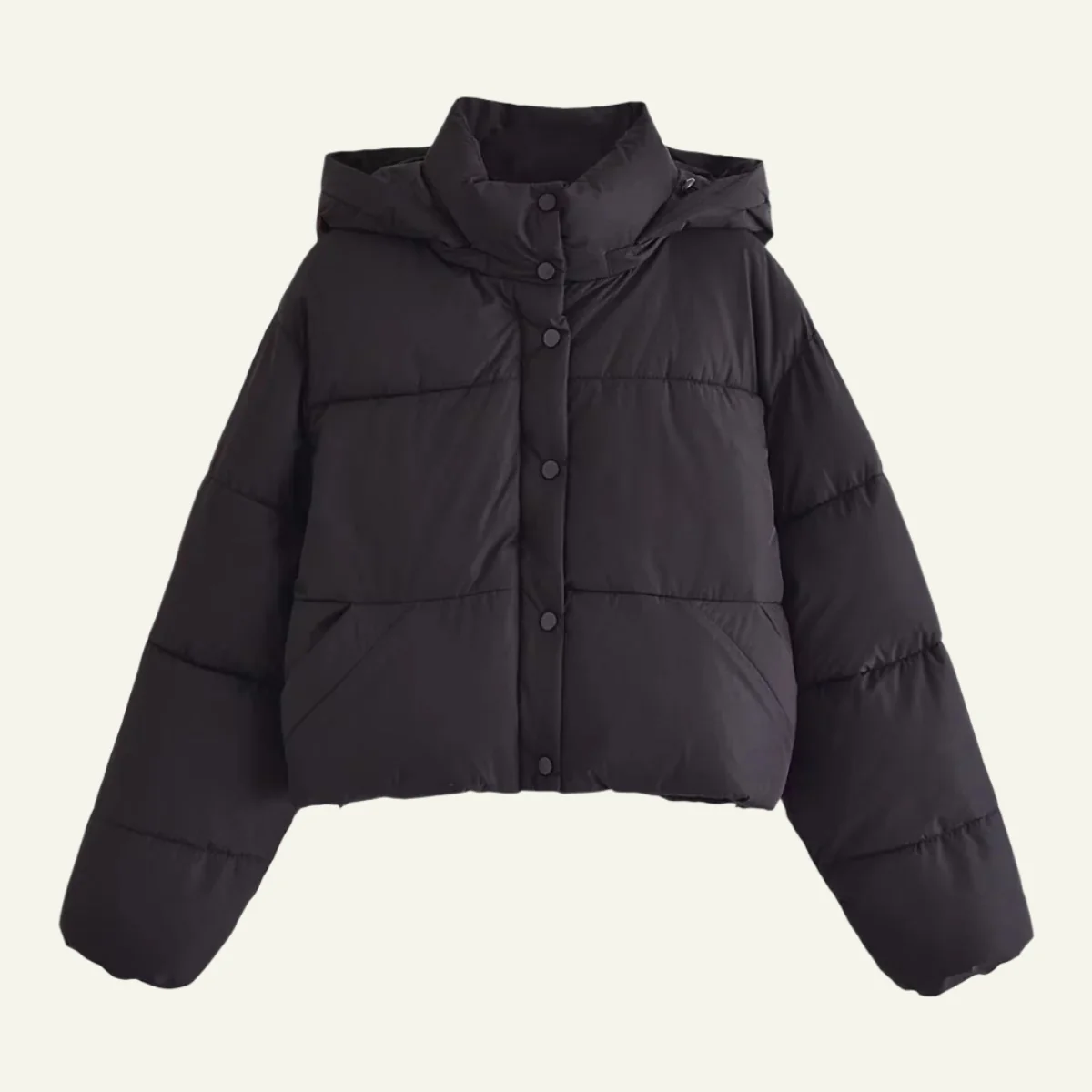 Women's Black Puffer Jacket Lightweight Warm Insulating Winter Coat - Image 5