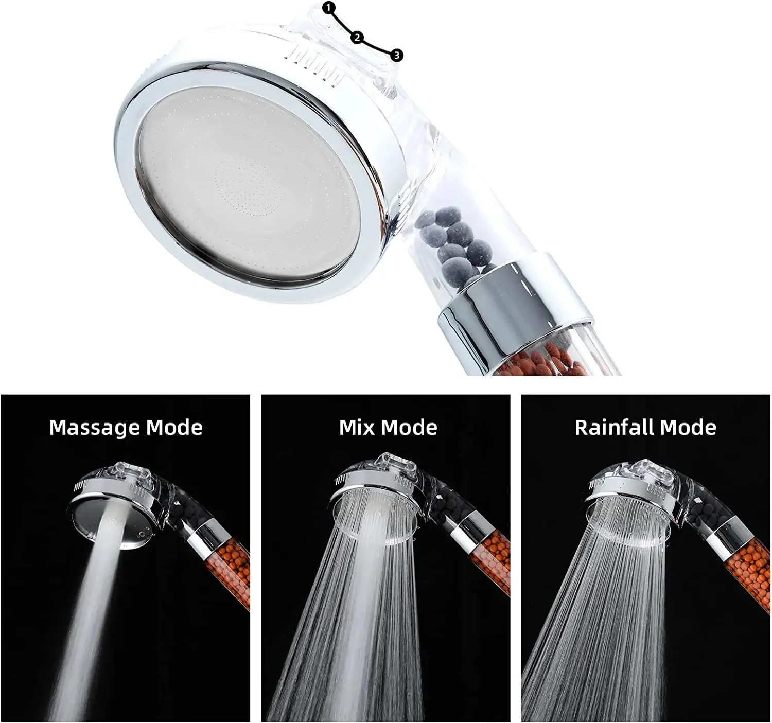 Water-saving high-pressure shower head with filter – AquaGlow - Image 4
