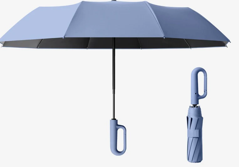 Wind-resistant folding umbrella with large buckle handle – compact and durable