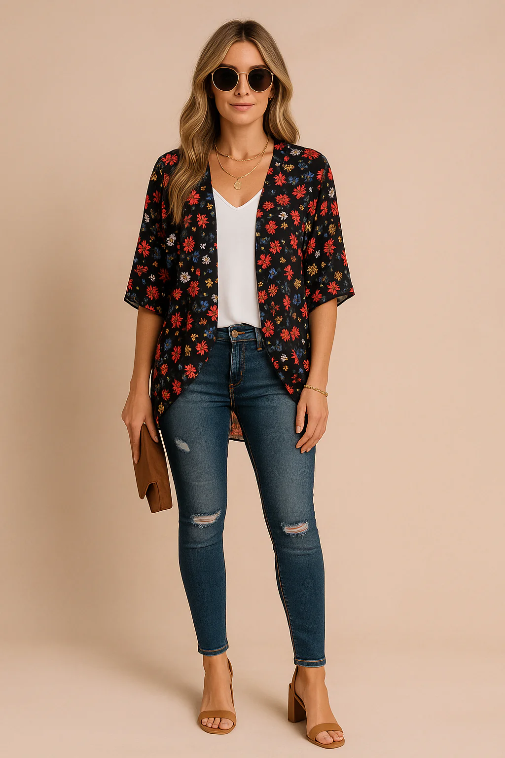Women's Airy Kimono Lightweight Fabric Stylish Print - Image 4