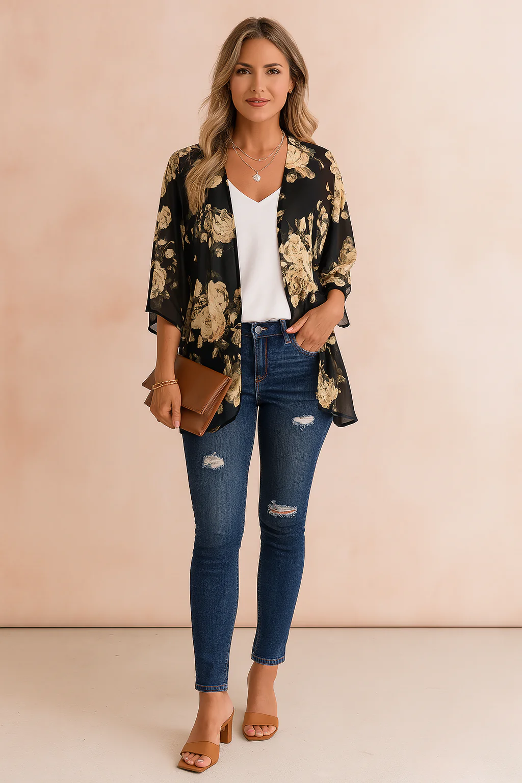 Women's Airy Kimono Lightweight Fabric Stylish Print - Image 5
