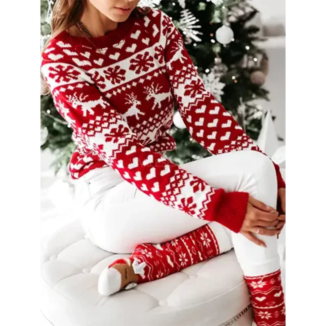 Women's Cozy Christmas Sweater Warm Knit Comfort - Image 4