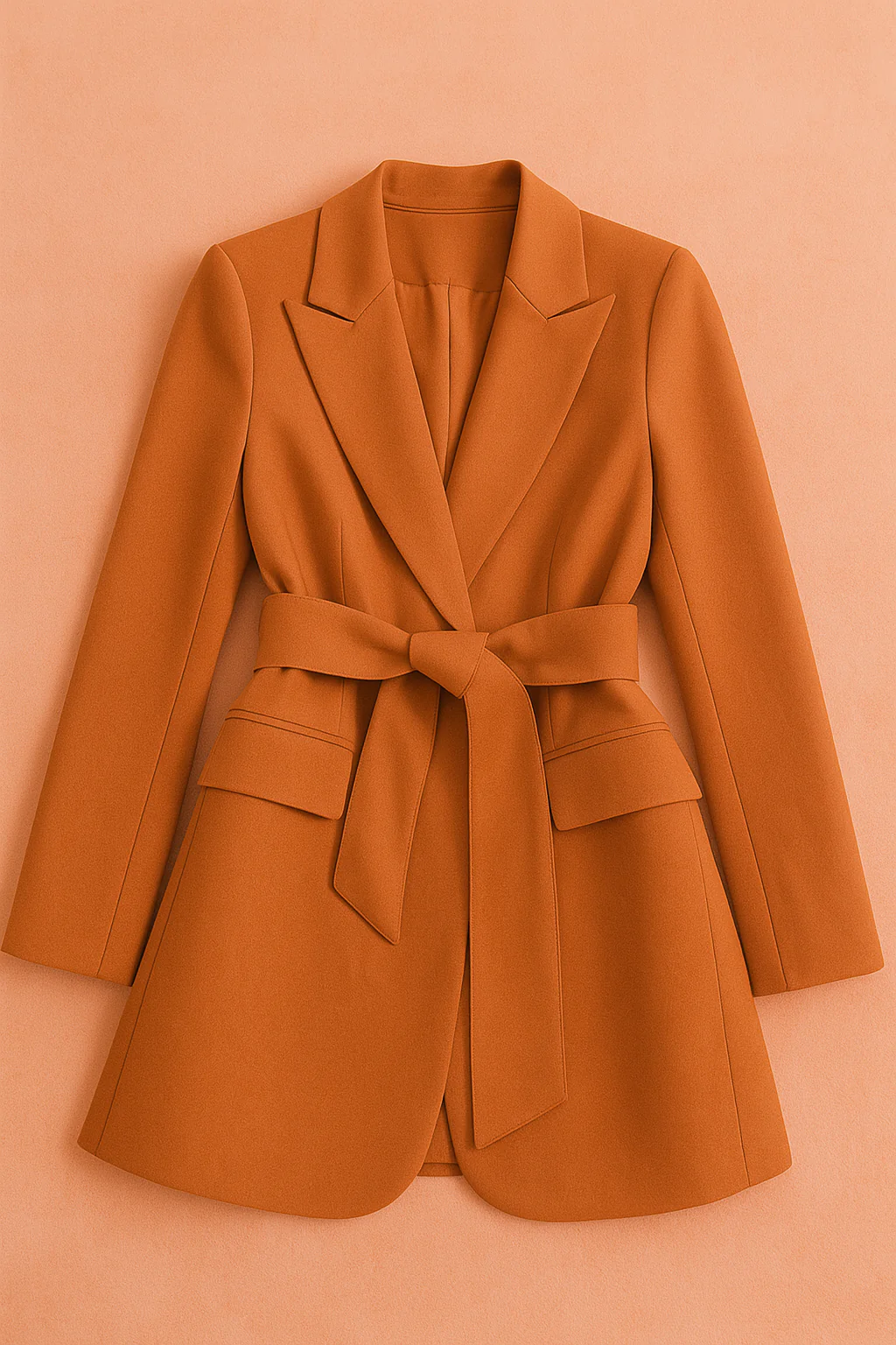 Women's Elegant Blazer with Belt Tailored Fit High-Quality Fabric - Image 8