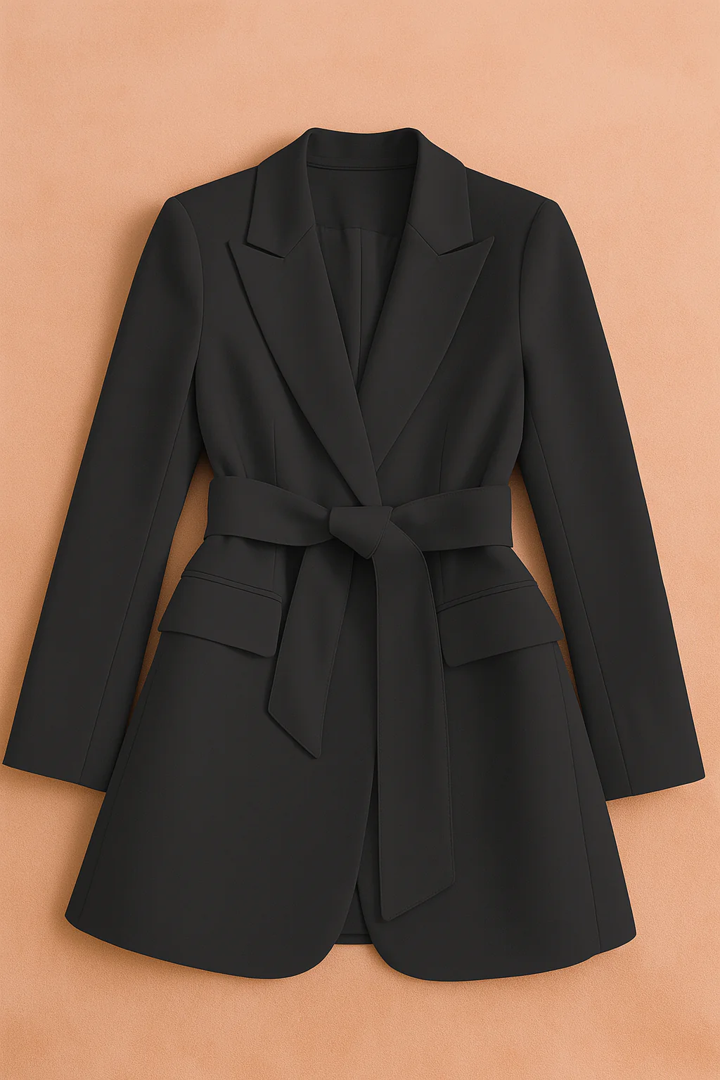 Women's Elegant Blazer with Belt Tailored Fit High-Quality Fabric - Image 9