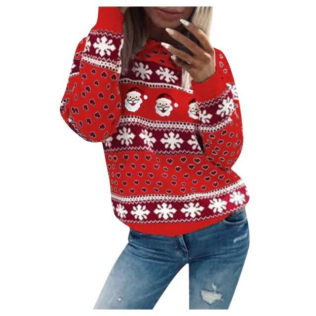 Women's Festive Christmas Sweater Warm Loose Fit High-Quality Fabric - Image 3