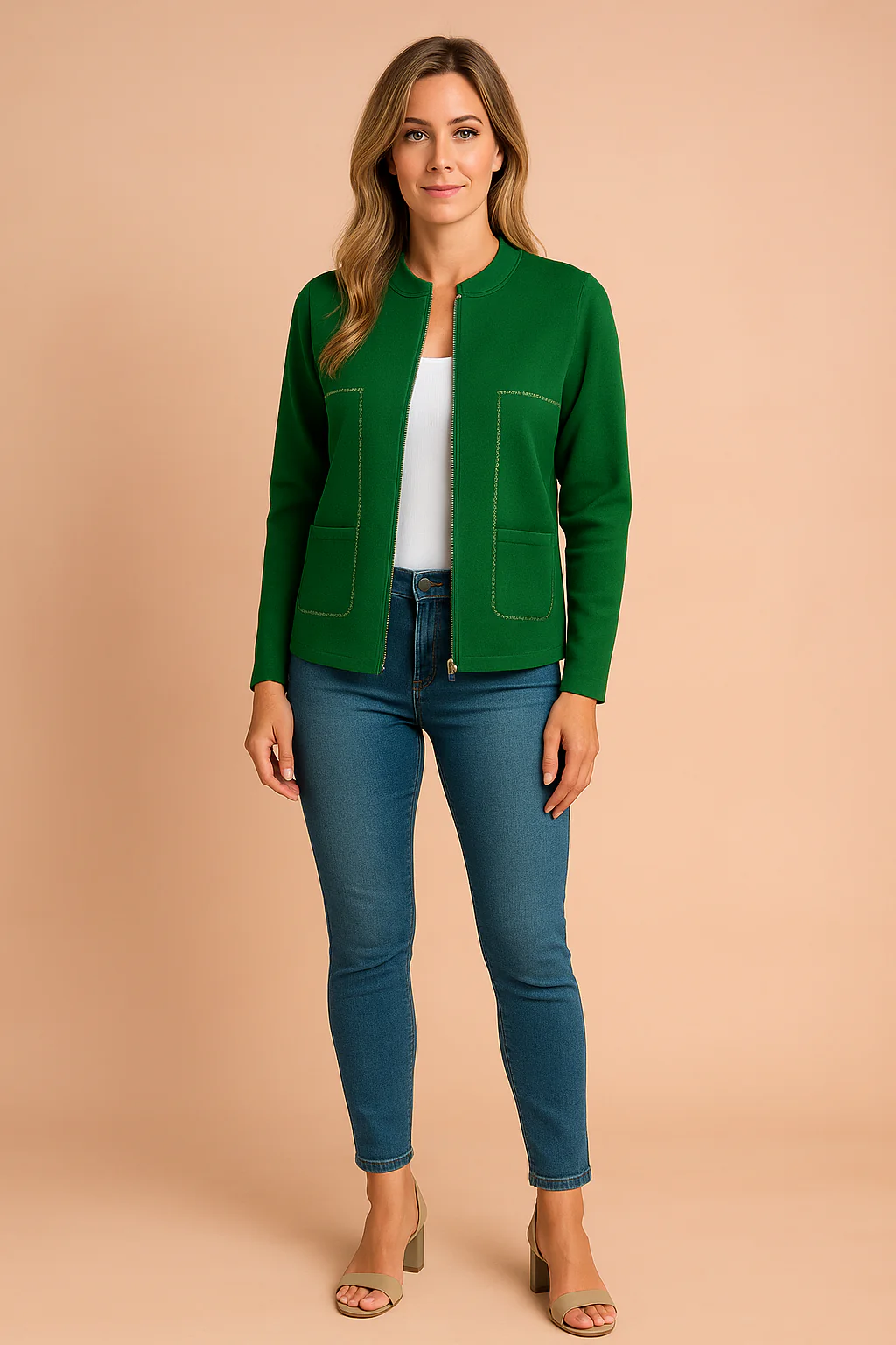 Women's Modern Blazer Stylish Zipper Design High-Quality Fabric - Image 7