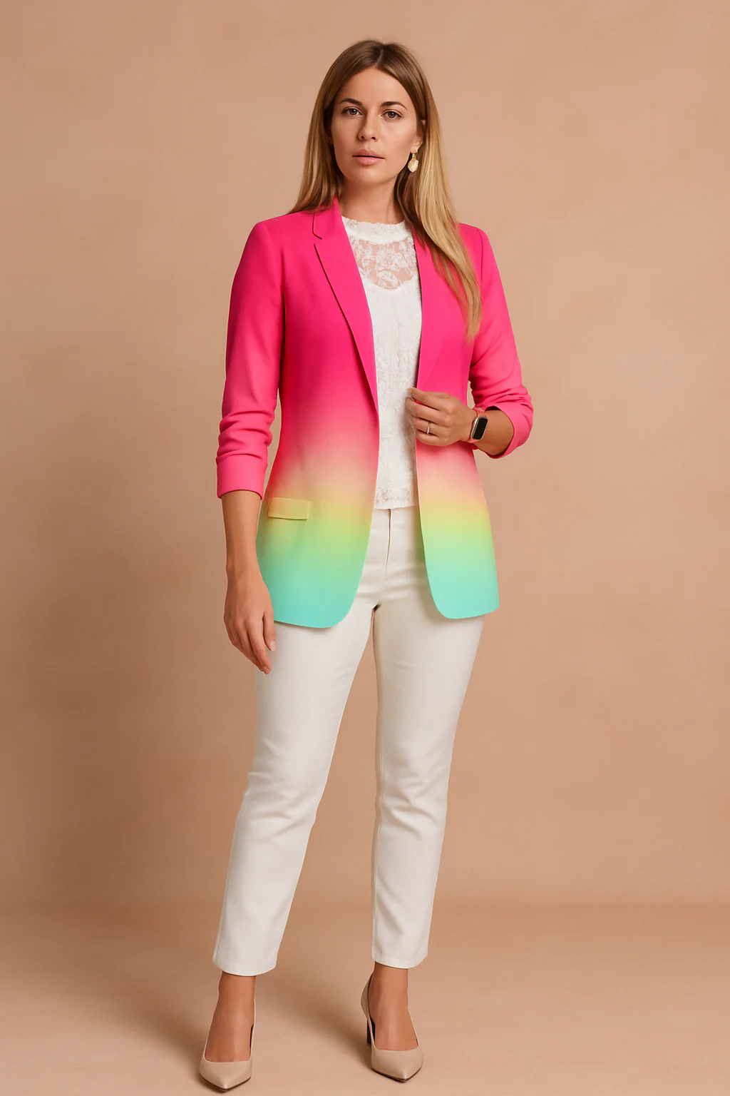 Women's Stylish Jacket with Shawl Collar Lightweight High-Quality Fabric - Image 8