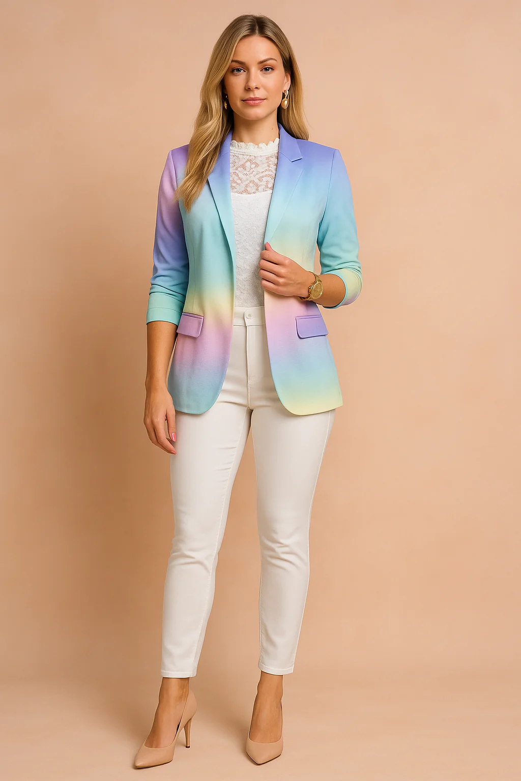 Women's Stylish Jacket with Shawl Collar Lightweight High-Quality Fabric - Image 9