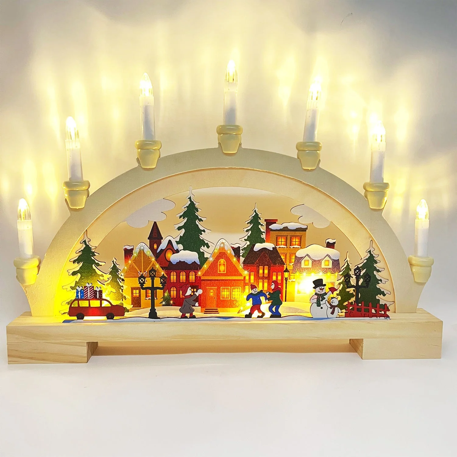 Wooden Christmas LED Bridge Lamp Decorations - Image 2